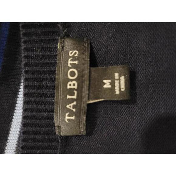 Talbots medium navy blue cardigan sweater with rainbow hearts - Picture 3 of 4